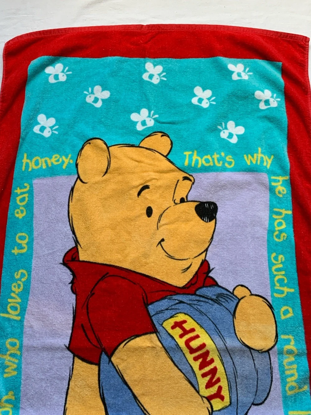 Disney Winnie the Pooh Bear Vintage 90s Pool Swimming 100% Cotton Beach Towel